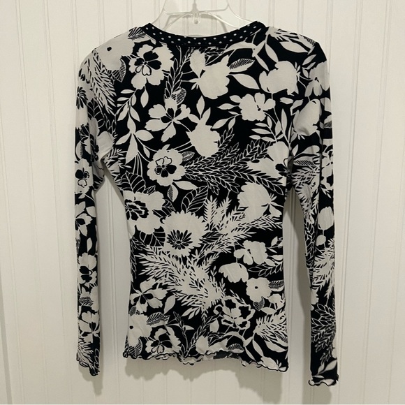 Floral Black and White Women's Wrap Top Y2K mesh - Picture 6 of 8